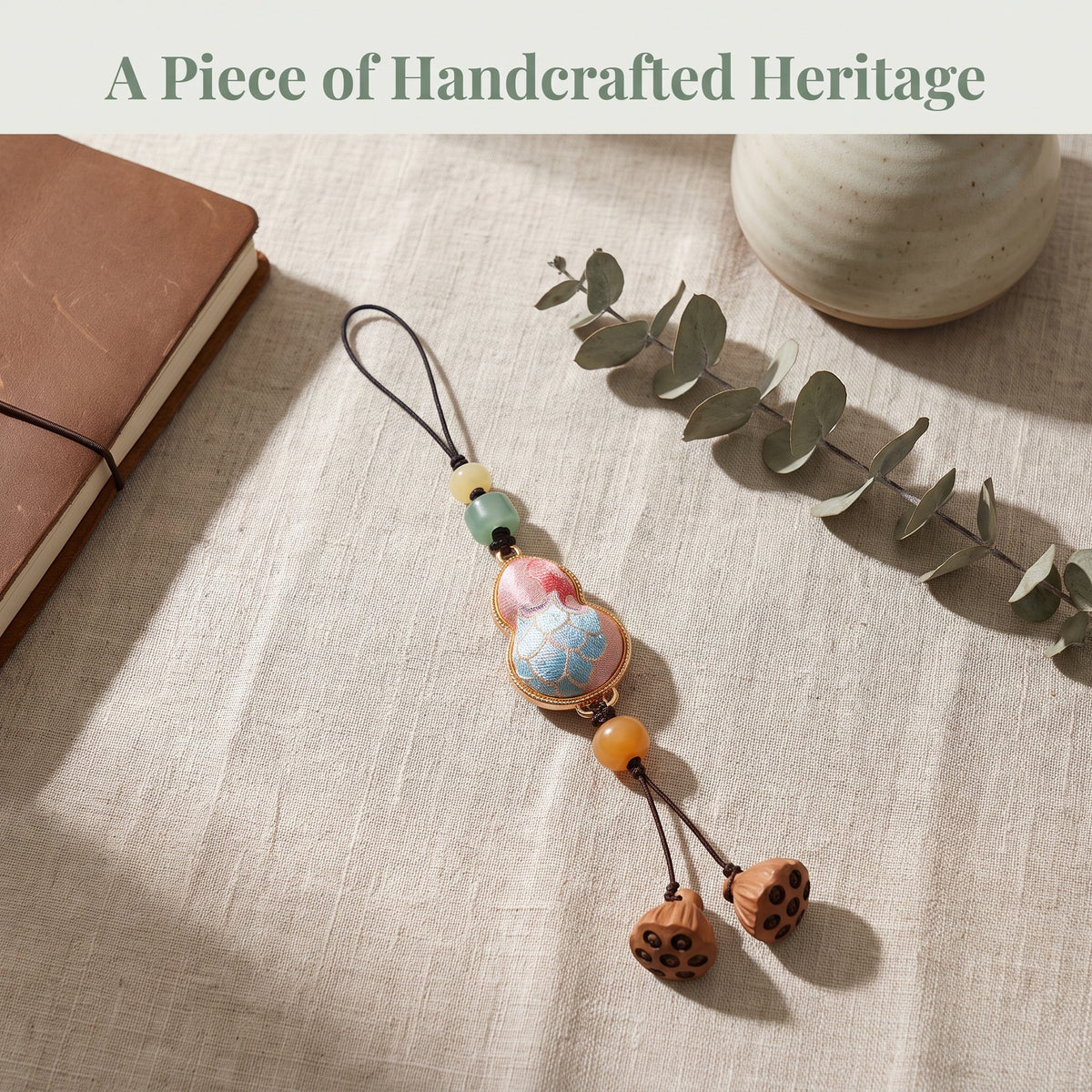 Apsastitch Xiang Embroidery Gourd Phone Strap Series – 24-Hour Handcrafted Intangible Cultural Heritage Phone Charm, Mulberry Silk Thread, Lucky Gourd Design, Unique Chinese Phone Accessory Gift