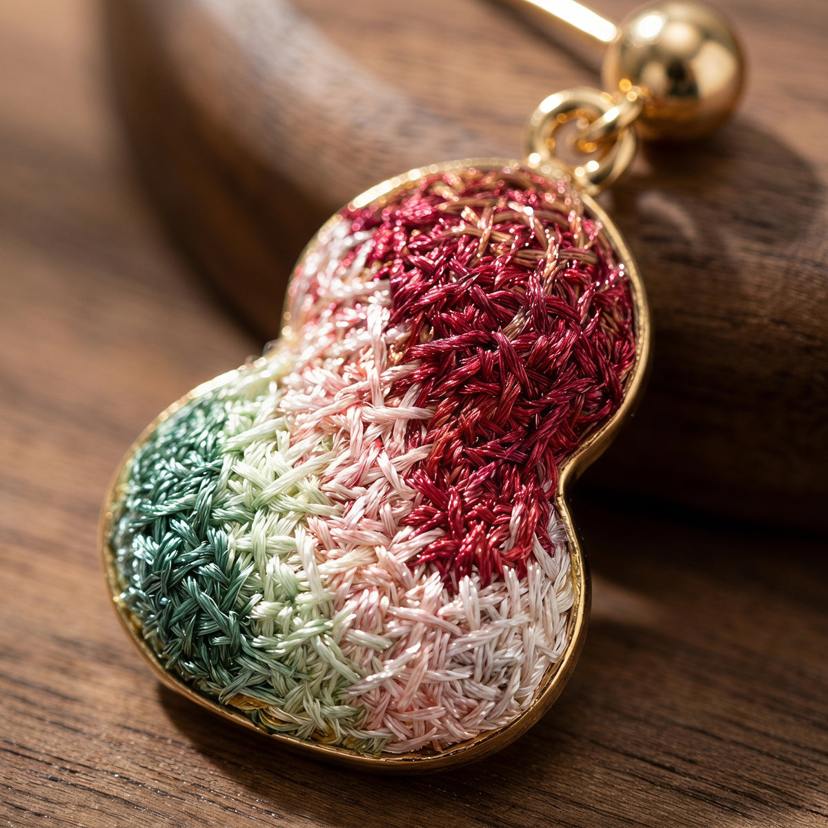 Apsastitch Dunhuang Five-Color Gourd Earrings Series – 24K Gold-Plated S925 Silver with Mulberry Silk Embroidery, Five Auspicious Colors, Unique Chinese Heritage Jewelry Gift