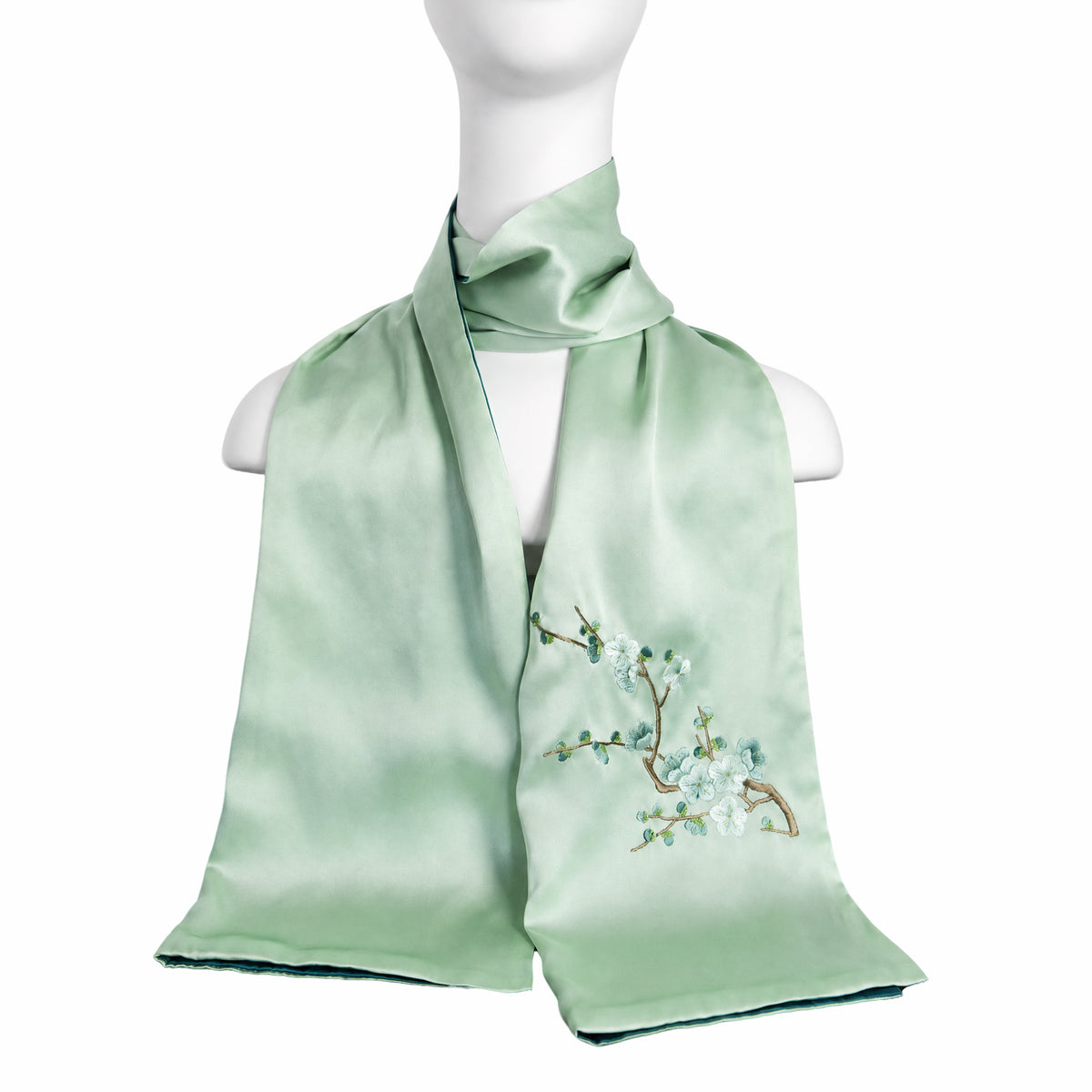 Apsastitch Su Embroidery Silk Scarf Series – 192-Hour Handcrafted Silk Scarves, 16 Momme 100% Mulberry Silk, Cherry Blossom / Peony / Plum Blossom Designs, Unique Chinese Heritage Fashion Accessory Gift