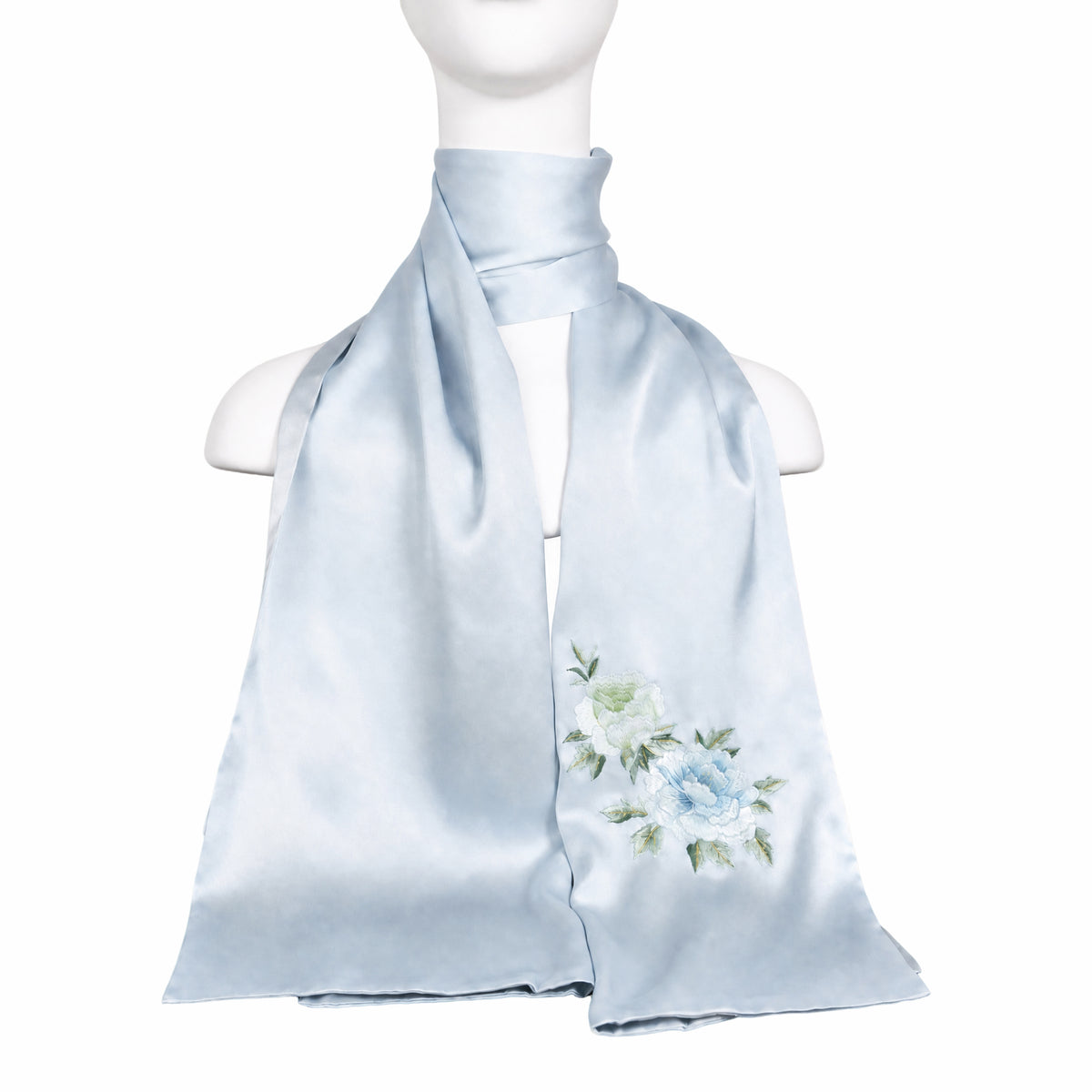 Apsastitch Su Embroidery Silk Scarf Series – 192-Hour Handcrafted Silk Scarves, 16 Momme 100% Mulberry Silk, Cherry Blossom / Peony / Plum Blossom Designs, Unique Chinese Heritage Fashion Accessory Gift