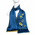 Apsastitch Xiang Embroidery Silk Scarf Series – 40-Hour Handcrafted Silk Scarves, 16 Momme 100% Mulberry Silk, Three Elegant Designs (Gingko / Golden Lotus / Butterfly), Unique Chinese Heritage Fashion Accessory Gift