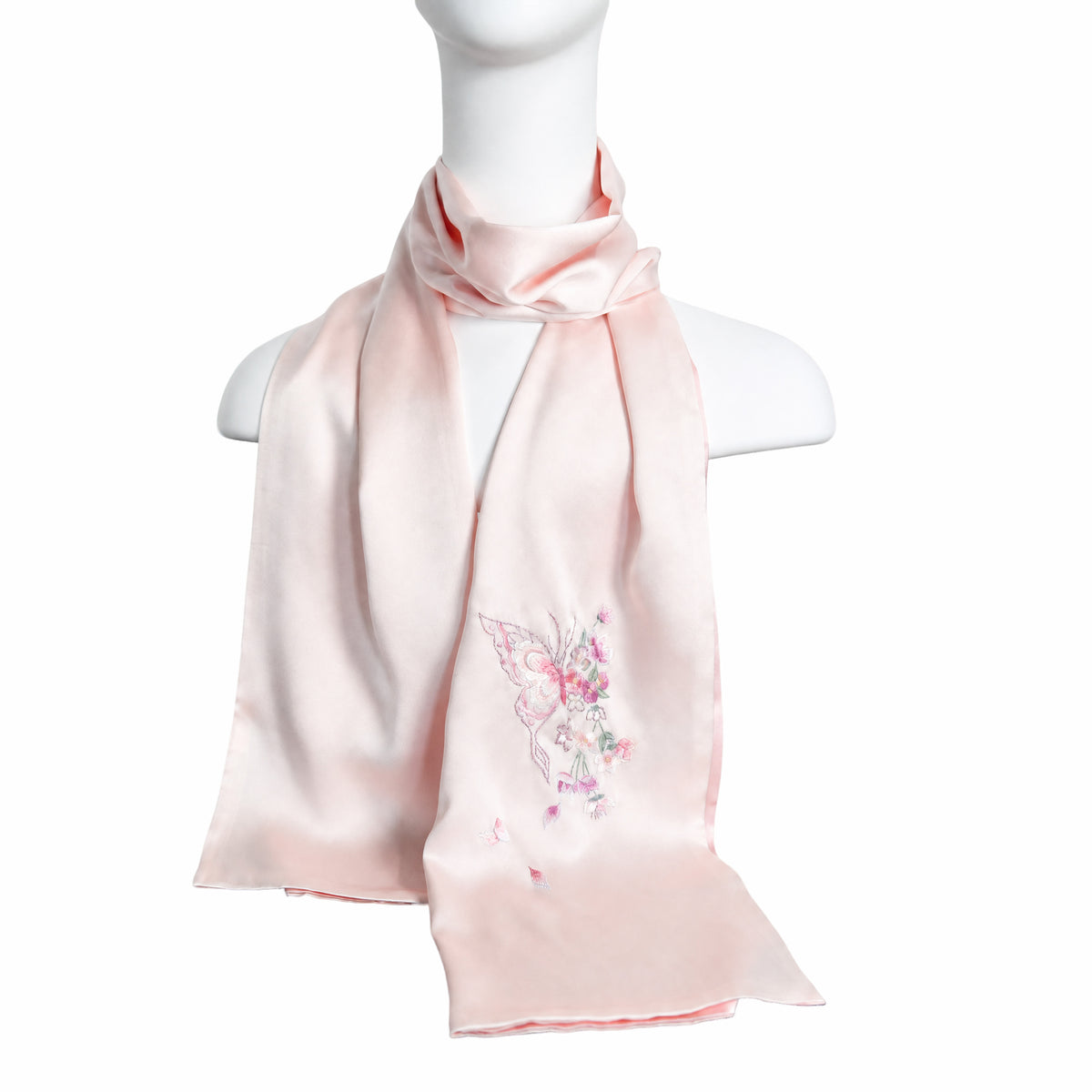 Apsastitch Xiang Embroidery Silk Scarf Series – 40-Hour Handcrafted Silk Scarves, 16 Momme 100% Mulberry Silk, Three Elegant Designs (Gingko / Golden Lotus / Butterfly), Unique Chinese Heritage Fashion Accessory Gift