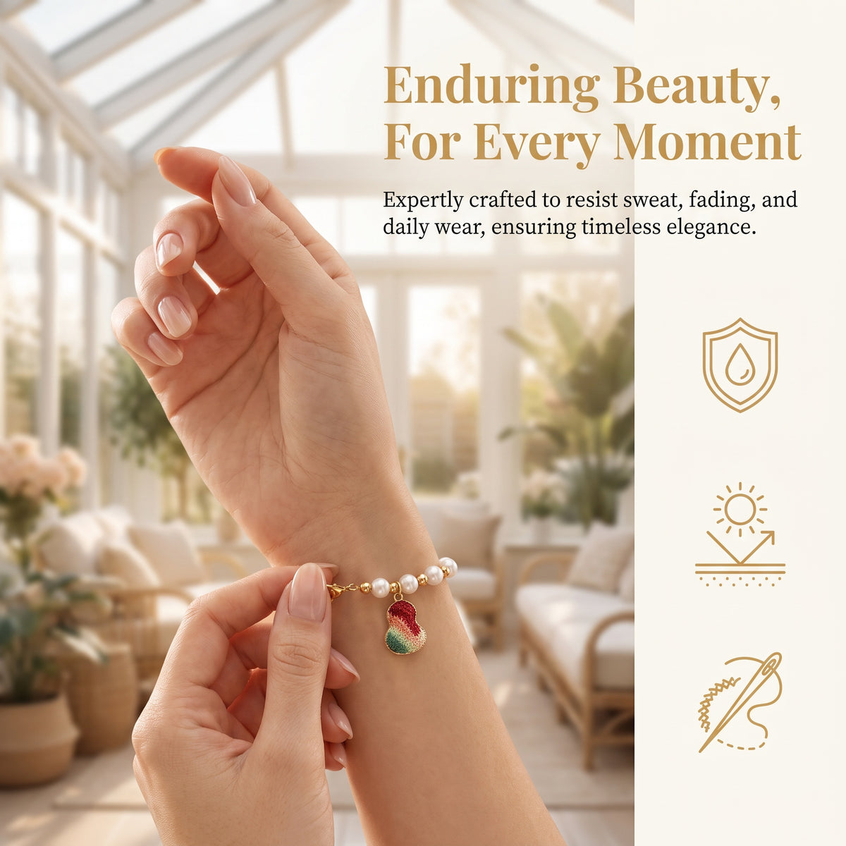Apsastitch Dunhuang Five-Color Gourd Bracelet Series – 24K Gold-Plated S925 Silver with Freshwater Pearl & Mulberry Silk Embroidery, Five Auspicious Colors, Adjustable Sliding Knot, Unique Chinese Heritage Jewelry Gift