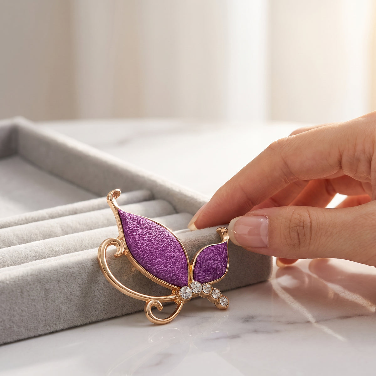 Apsastitch Kesi Silk Tapestry Brooch – 192-Hour Handcrafted UNESCO Heritage Silk Brooch with Alloy Pin, Leaf & Butterfly Designs, "An Inch of Kesi, An Inch of Gold" – Unique Chinese Heritage Gift