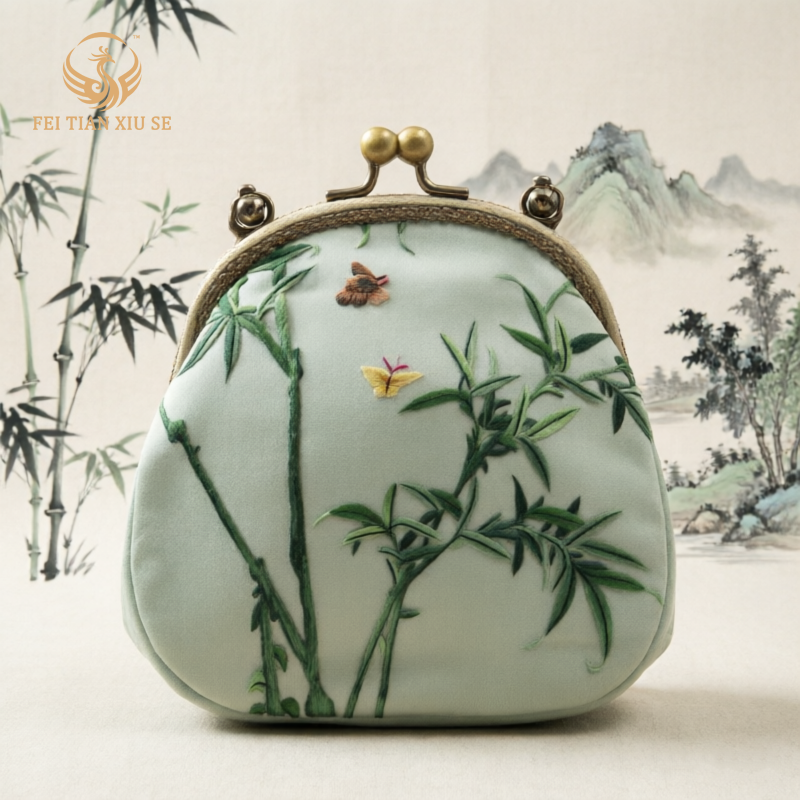feitianxiuseSoochow Embroidery Luxury Tote & Crossbody Bag - Elegant Chinese Style Handbag for Women