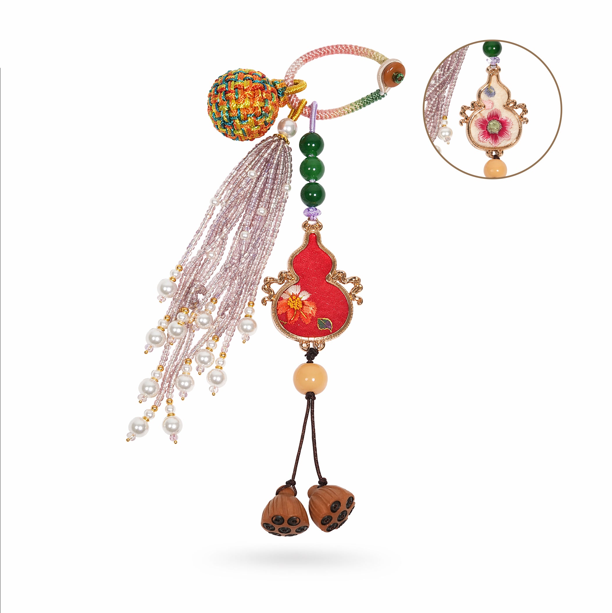 Apsastitch Xiang Embroidery Lucky Tassel Ball Series – 24-Hour Handcrafted Intangible Cultural Heritage Charm, Mulberry Silk Thread, Four Two-Tone Color Designs, Unique Chinese Good Luck Gift