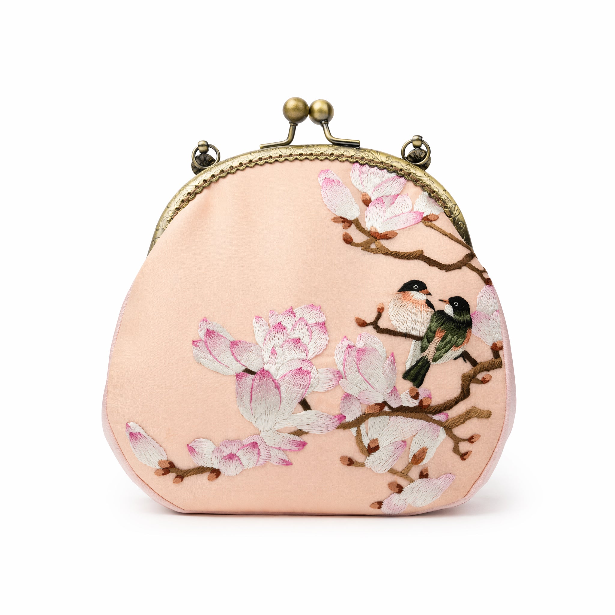 Apsastitch Su Embroidery "Pink Magnolia" Tote Bag – 216-Hour Handcrafted Silk Art Bag with Bronze Hardware, Unique Chinese Heritage Fashion Accessory Gift