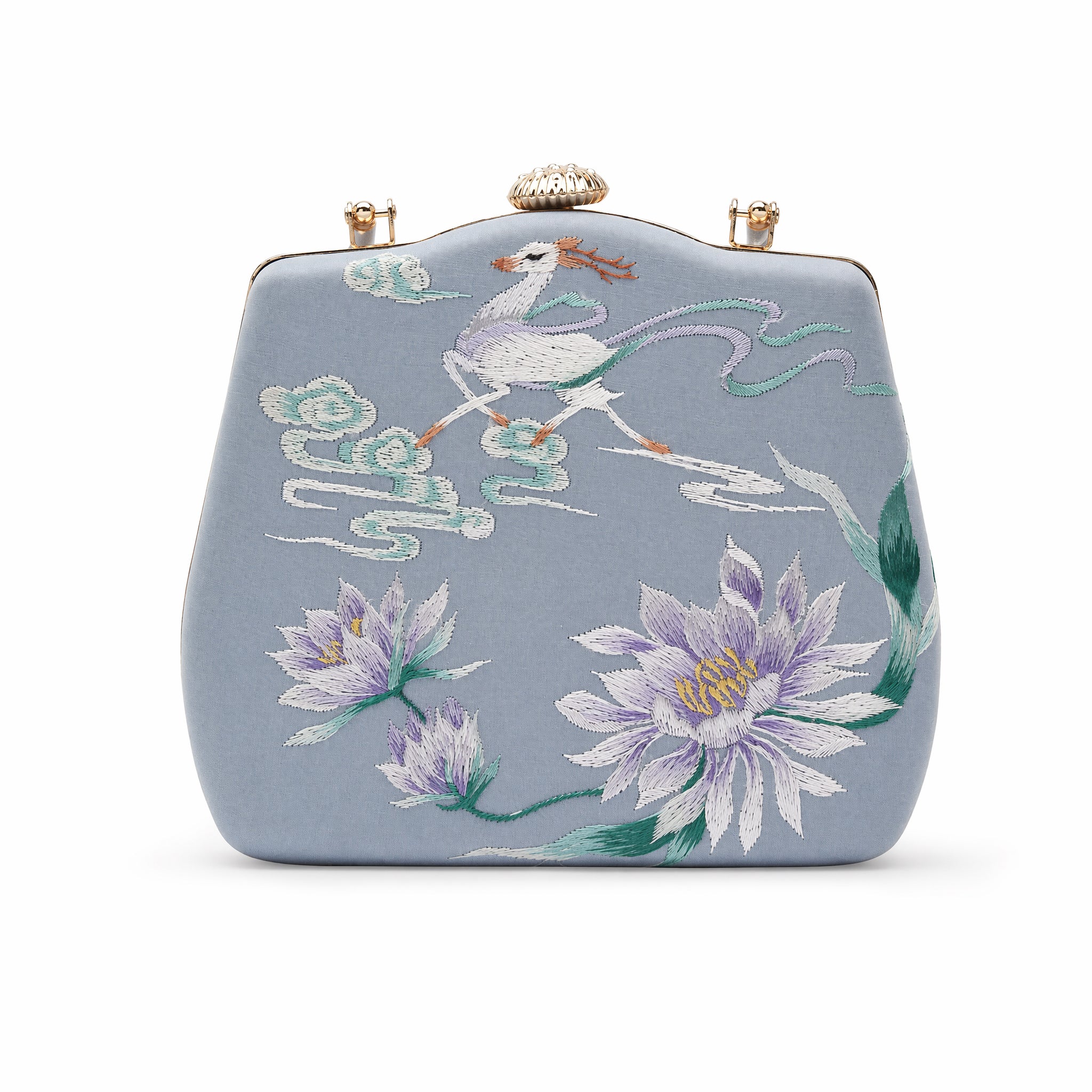 Apsastitch Su Embroidery "Deer & Lotus" Crossbody Tote Bag – 18-Hour Handcrafted Silk Art Bag with Alloy Hardware, Unique Chinese Heritage Fashion Accessory Gift