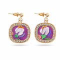 Apsastitch Xiang Embroidery Square & Round Earrings – 24-Hour Handcrafted Intangible Cultural Heritage Earrings, Mulberry Silk Thread with Blended Stitch, Unique Chinese Philosophy Jewelry Gift
