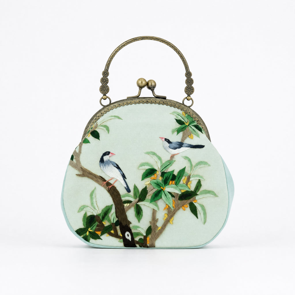 Apsastitch Su Embroidery "Osmanthus & Finch" Tote Bag – 216-Hour Handcrafted Silk Art Bag with Bronze Hardware, Unique Chinese Heritage Fashion Accessory Gift