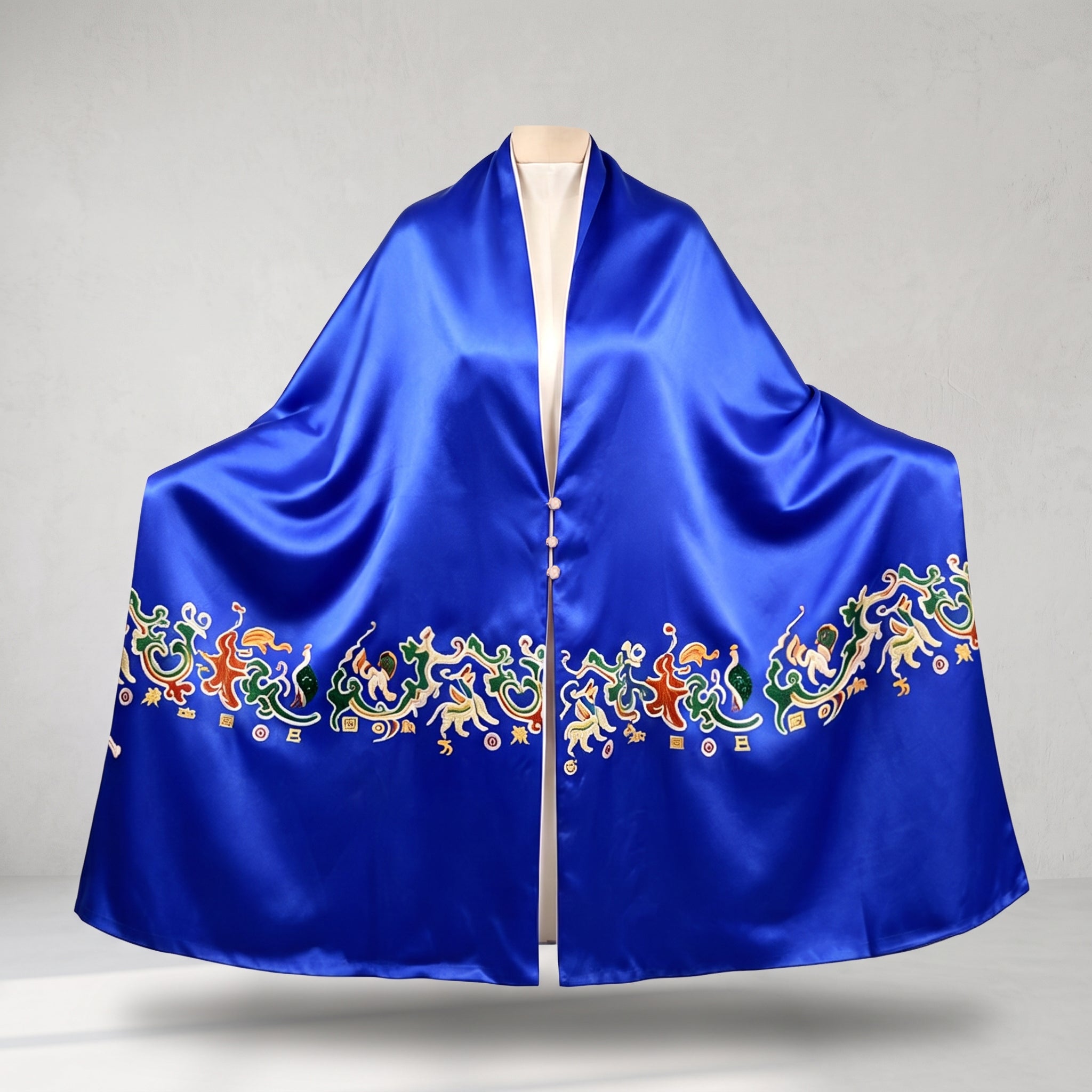 Apsastitch Five Stars of the East Silk Scarf – Hand-Embroidered Heritage Wrap | 100% Mulberry Silk | Auspicious Han Dynasty Motif Limited Edition