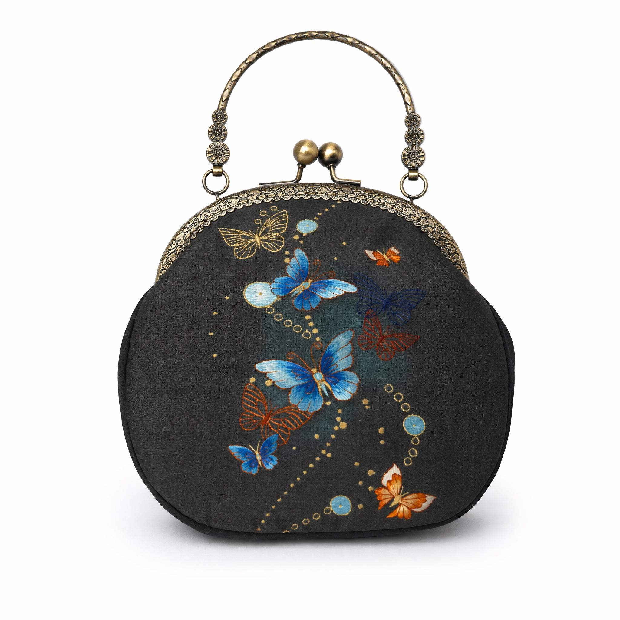 Apsastitch Xiang Embroidery Butterfly Tote Bag – 24-Hour Handcrafted Silk Art Bag with Bronze Hardware, Unique Chinese Heritage Fashion Accessory Gift