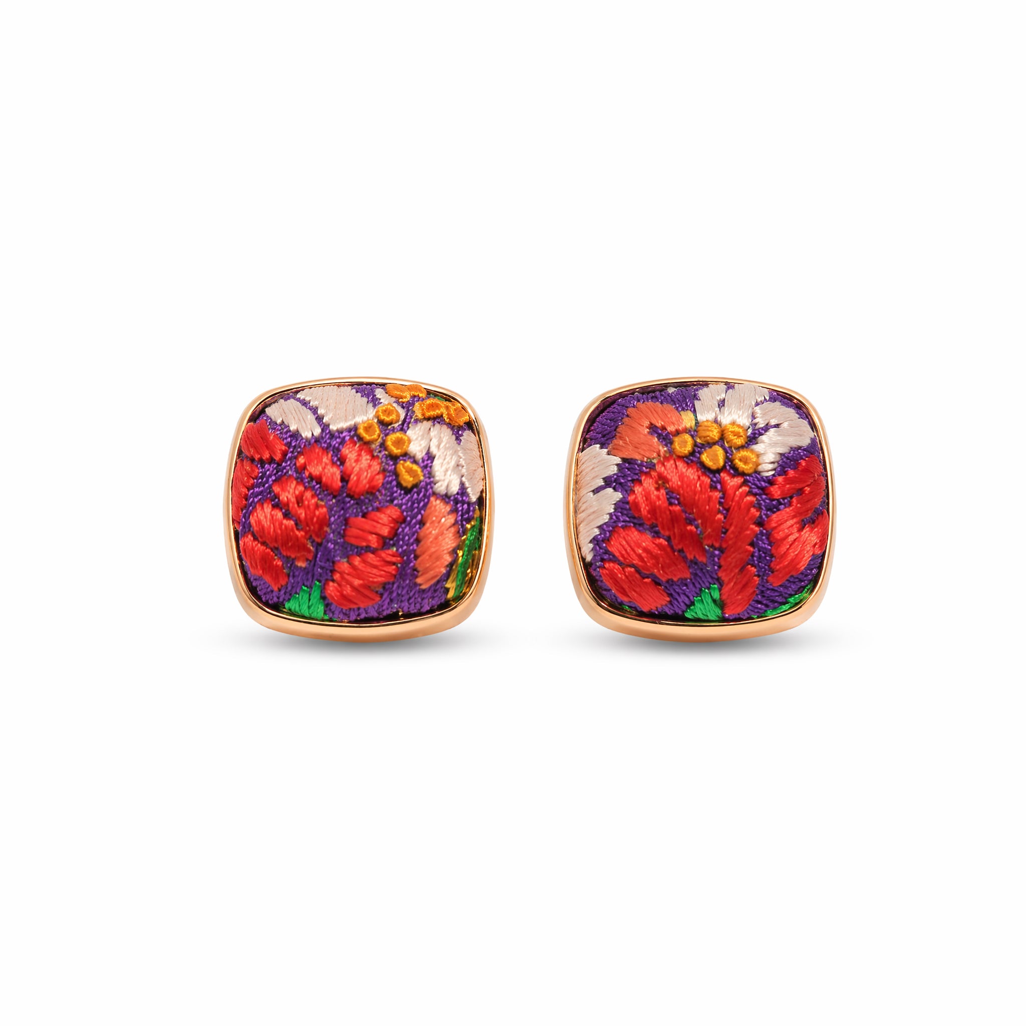 Apsastitch Xiang Embroidery Stud Earrings Series – 24-Hour Handcrafted Intangible Cultural Heritage Earrings, Mulberry Silk Thread with Blended & Knotted Stitch, Unique Chinese Elegant Jewelry Gift