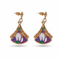 Apsastitch Xiang Embroidery "Pipa Melody Maple Leaf" Earrings – 24-Hour Handcrafted Intangible Cultural Heritage Earrings, Mulberry Silk Thread, Autumn Maple Leaf Design, Unique Chinese Musical Jewelry Gift