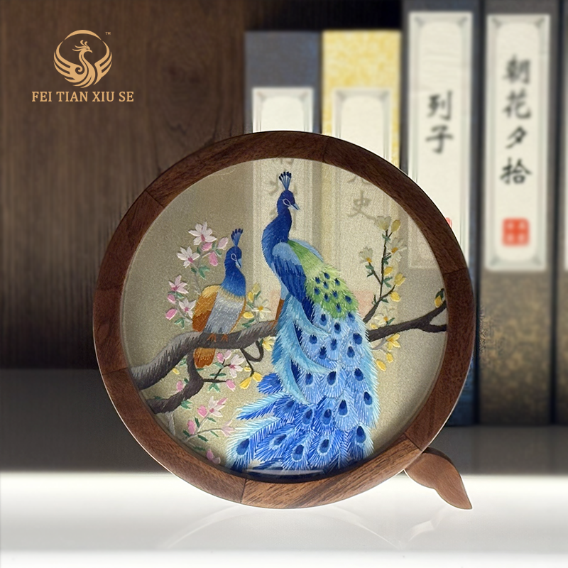 Su Embroidery Mini Ornament New Chinese Double-sided Handmade Desktop Display Unique Souvenir Gift