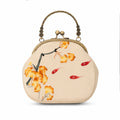 Apsastitch Xiang Embroidery Ginkgo & Fish Tote Bag – 24-Hour Handcrafted Silk Art Bag with Bronze Hardware, Unique Chinese Heritage Fashion Accessory Gift