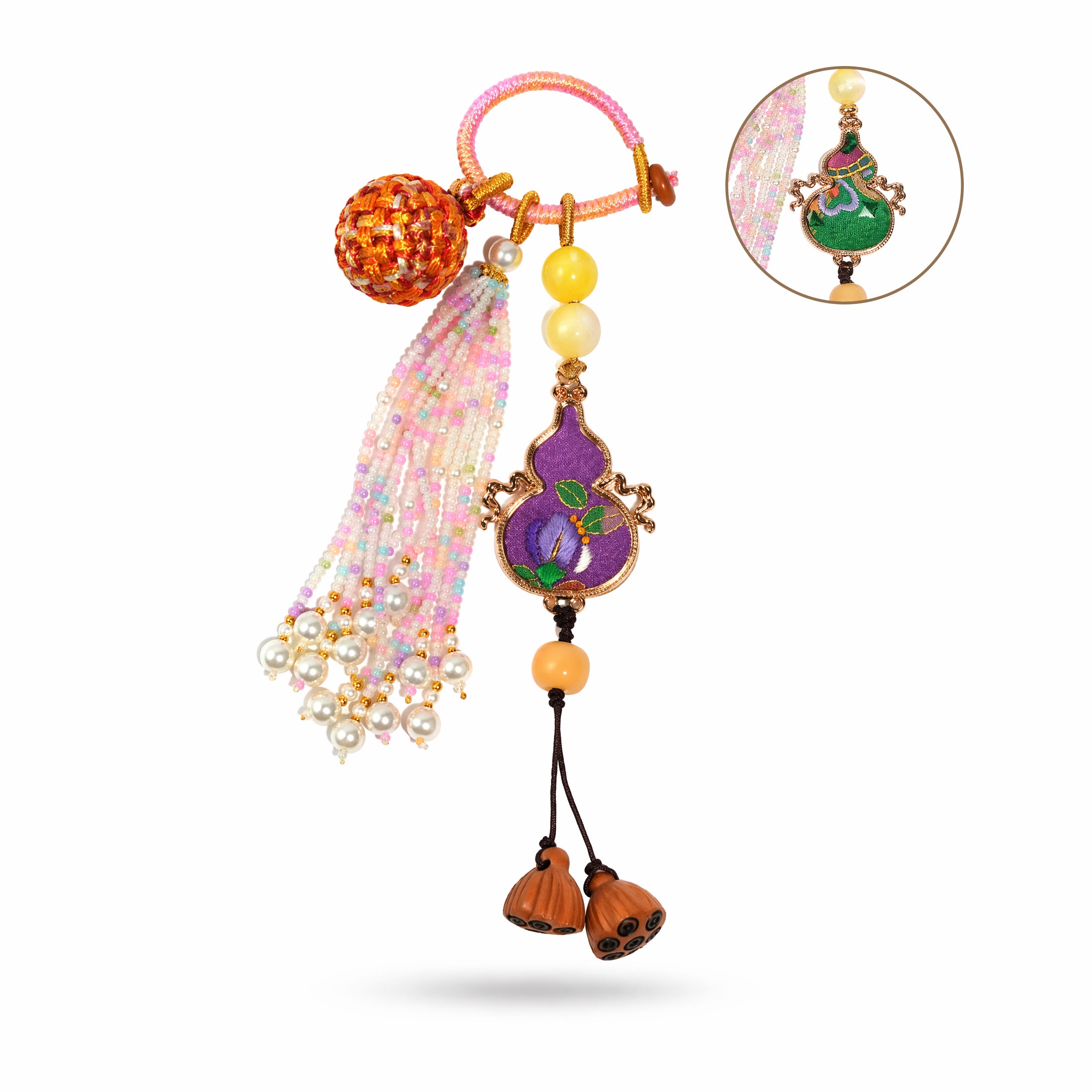 Apsastitch Xiang Embroidery Lucky Tassel Ball Series – 24-Hour Handcrafted Intangible Cultural Heritage Charm, Mulberry Silk Thread, Four Two-Tone Color Designs, Unique Chinese Good Luck Gift