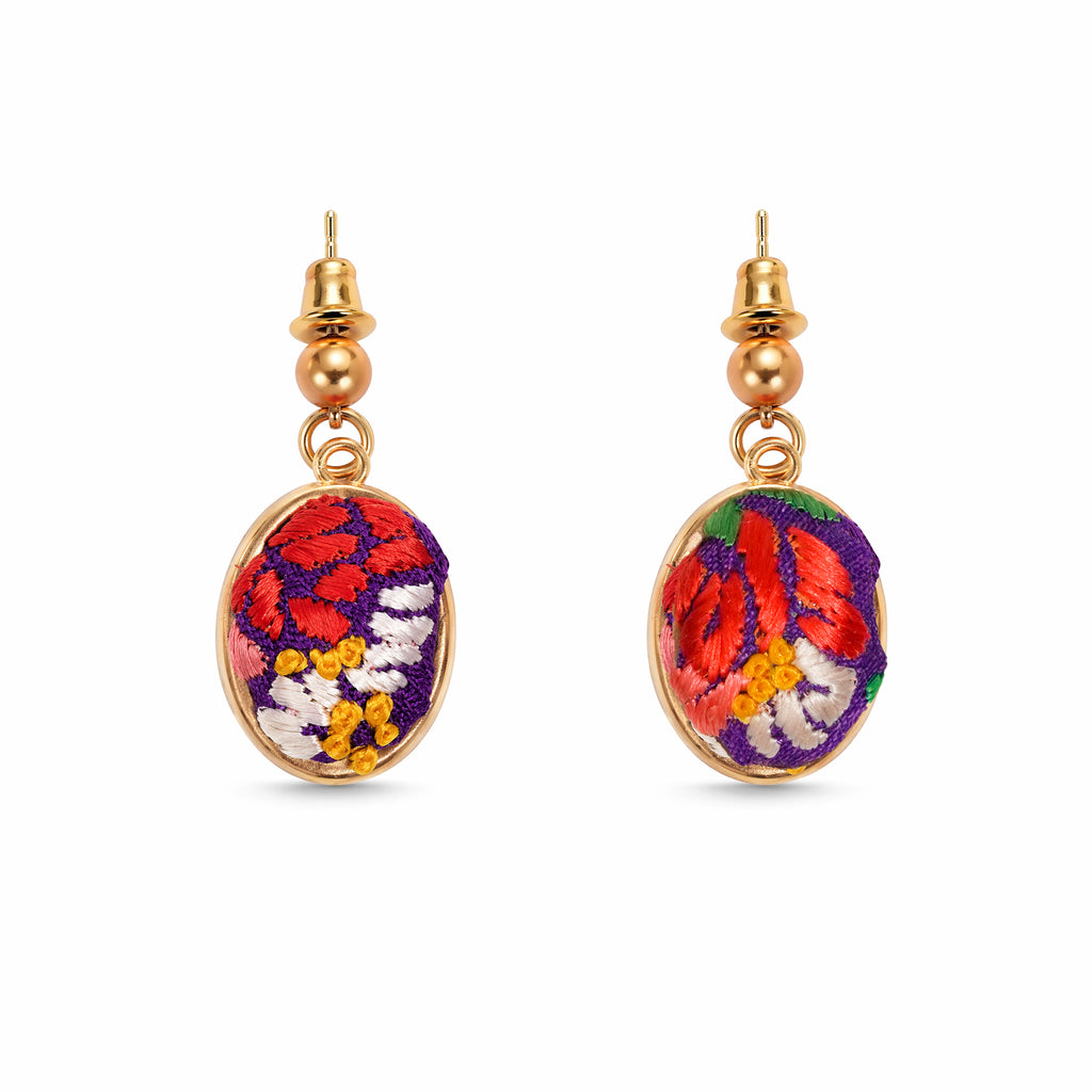 Apsastitch Xiang Embroidery Stud Earrings Series – 24-Hour Handcrafted Intangible Cultural Heritage Earrings, Mulberry Silk Thread with Blended & Knotted Stitch, Unique Chinese Elegant Jewelry Gift