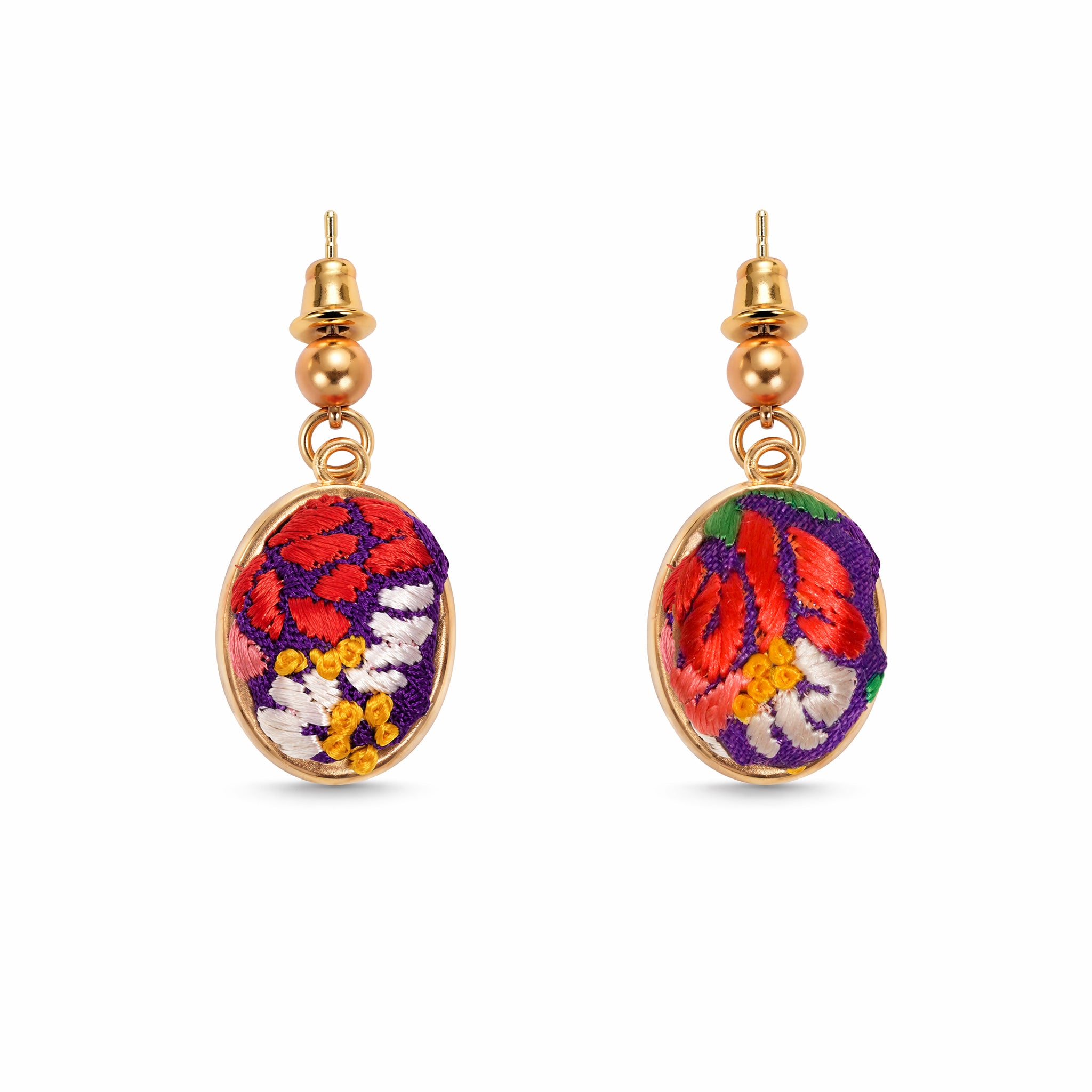 Apsastitch Xiang Embroidery Stud Earrings Series – 24-Hour Handcrafted Intangible Cultural Heritage Earrings, Mulberry Silk Thread with Blended & Knotted Stitch, Unique Chinese Elegant Jewelry Gift