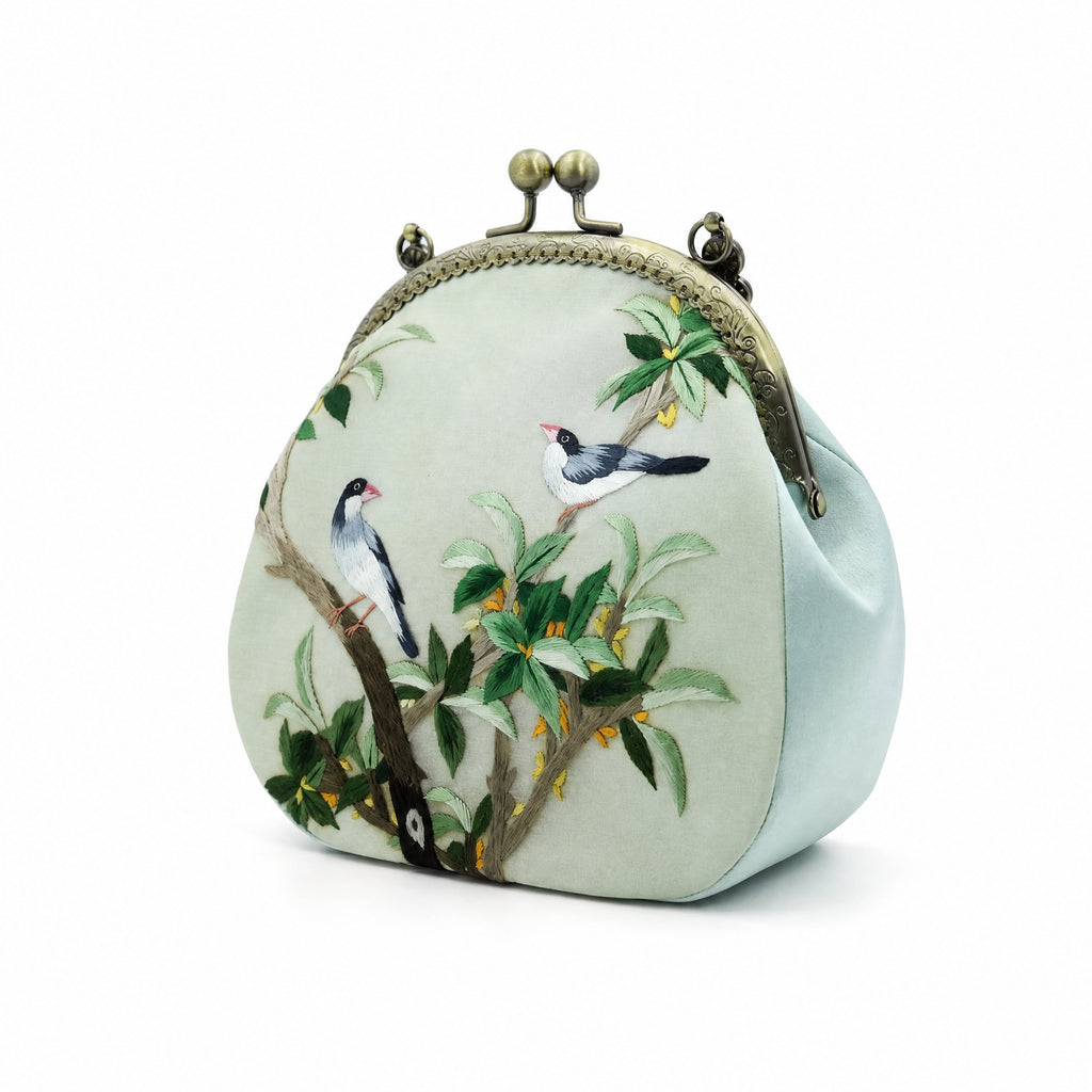 Apsastitch Su Embroidery "Osmanthus & Finch" Tote Bag – 216-Hour Handcrafted Silk Art Bag with Bronze Hardware, Unique Chinese Heritage Fashion Accessory Gift