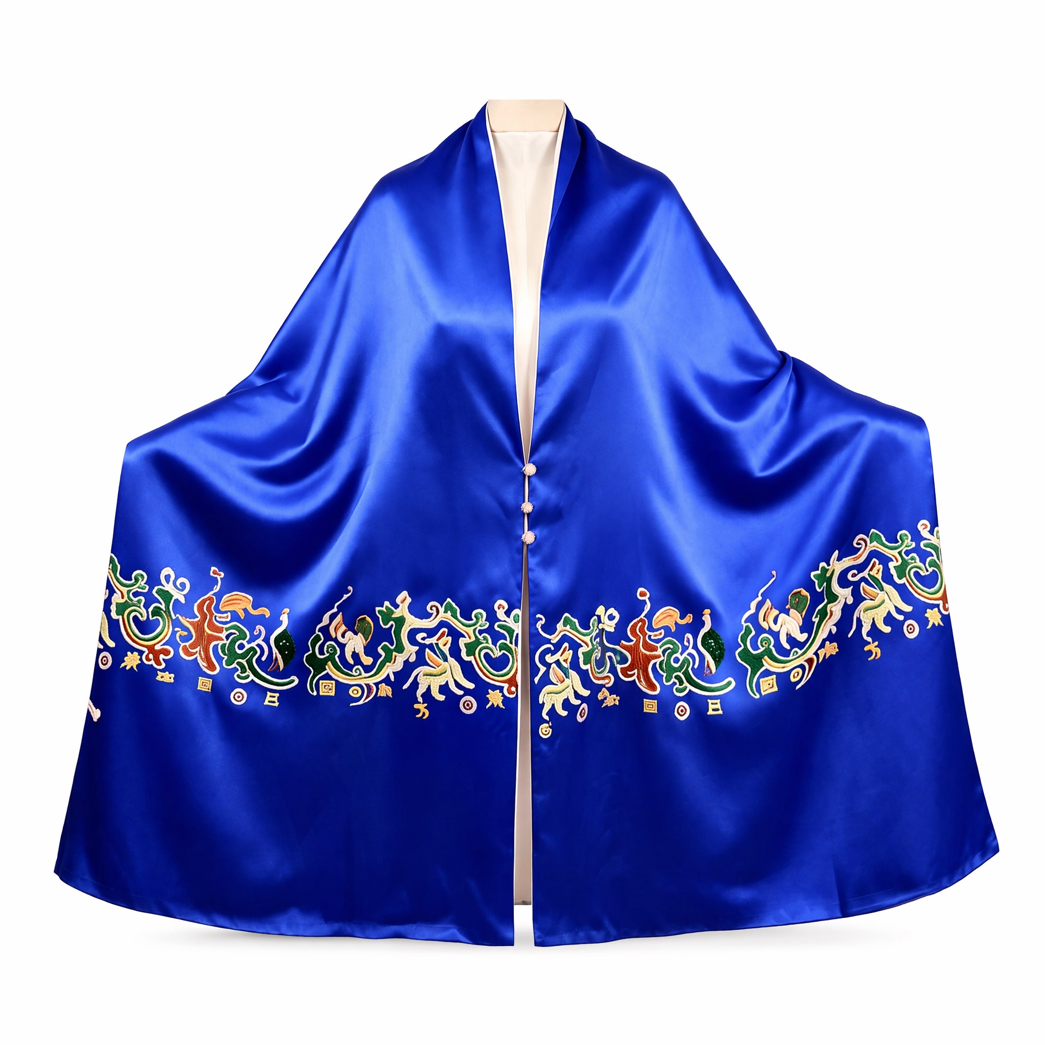 Apsastitch "Five Stars Rise in the East" Silk Scarf Wrap – 120-Hour Handcrafted Xiang Embroidery Silk Wrap, 16 Momme 100% Mulberry Silk, Han Dynasty Brocade Inspiration, Unique Chinese Heritage Wearable Art Gift