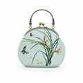 Apsastitch Su Embroidery "Orchid" Tote Bag – 216-Hour Handcrafted Silk Art Bag with Bronze Hardware, Unique Chinese Heritage Fashion Accessory Gift