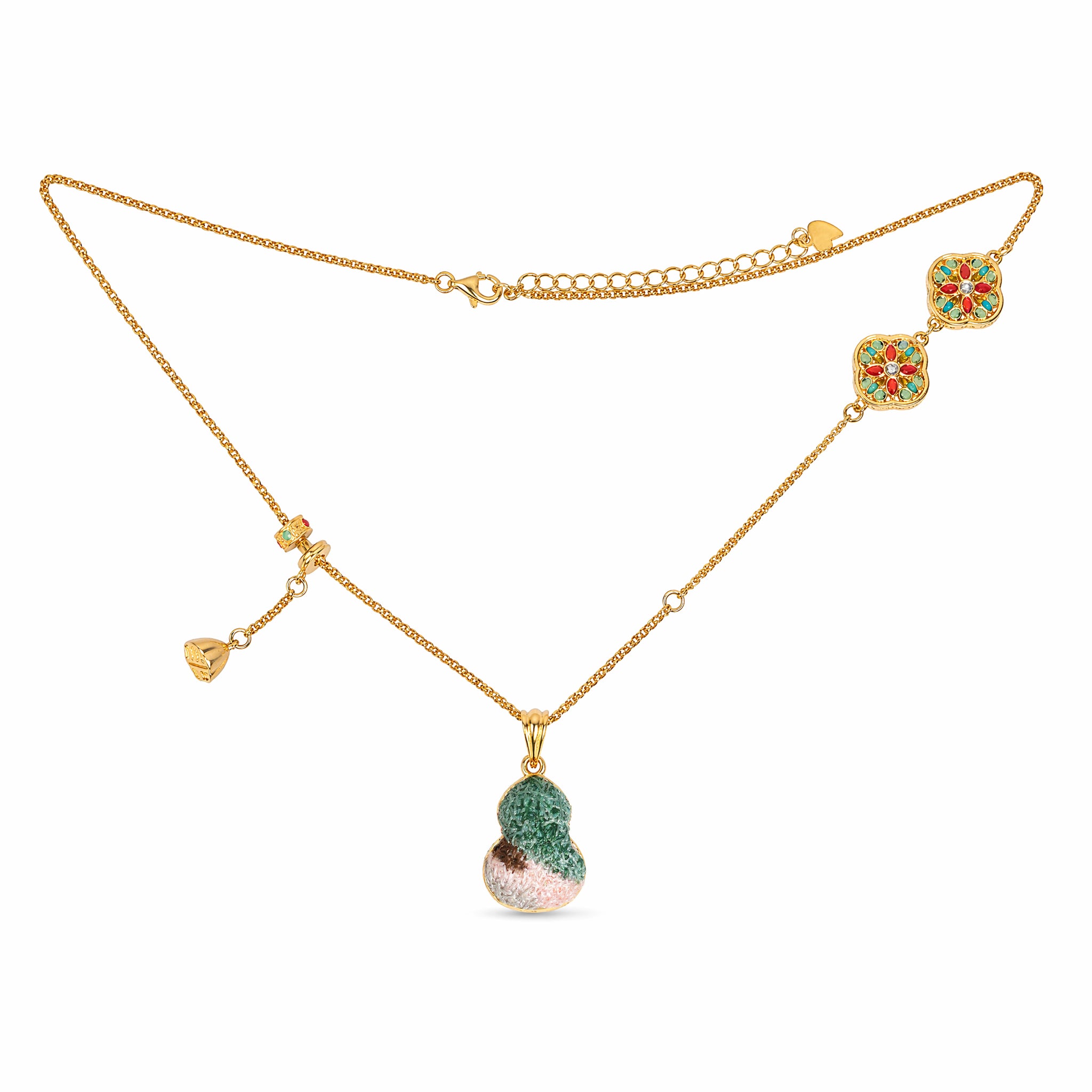 Apsastitch Dunhuang Silk Embroidery Pendant – 24K Gold Plated Necklace for Women