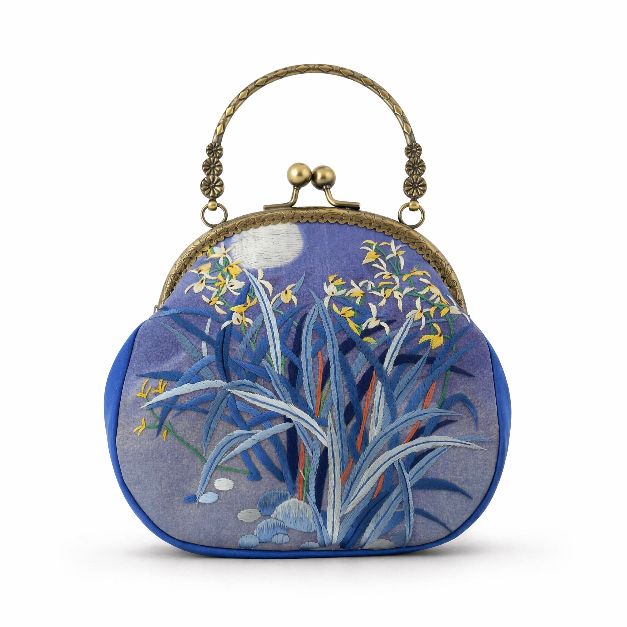 Apsastitch Su Embroidery "Moonlit Orchid" Tote Bag – 216-Hour Handcrafted Silk Art Bag with Bronze Hardware, Unique Chinese Heritage Fashion Accessory Gift