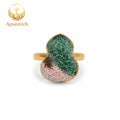 Apsastitch Hand-Embroidered Gourd Ring | 24K Gold-Plated S925 Silver with Dunhuang Five-Color Blessing | Limited Edition Certified Artisan Piece