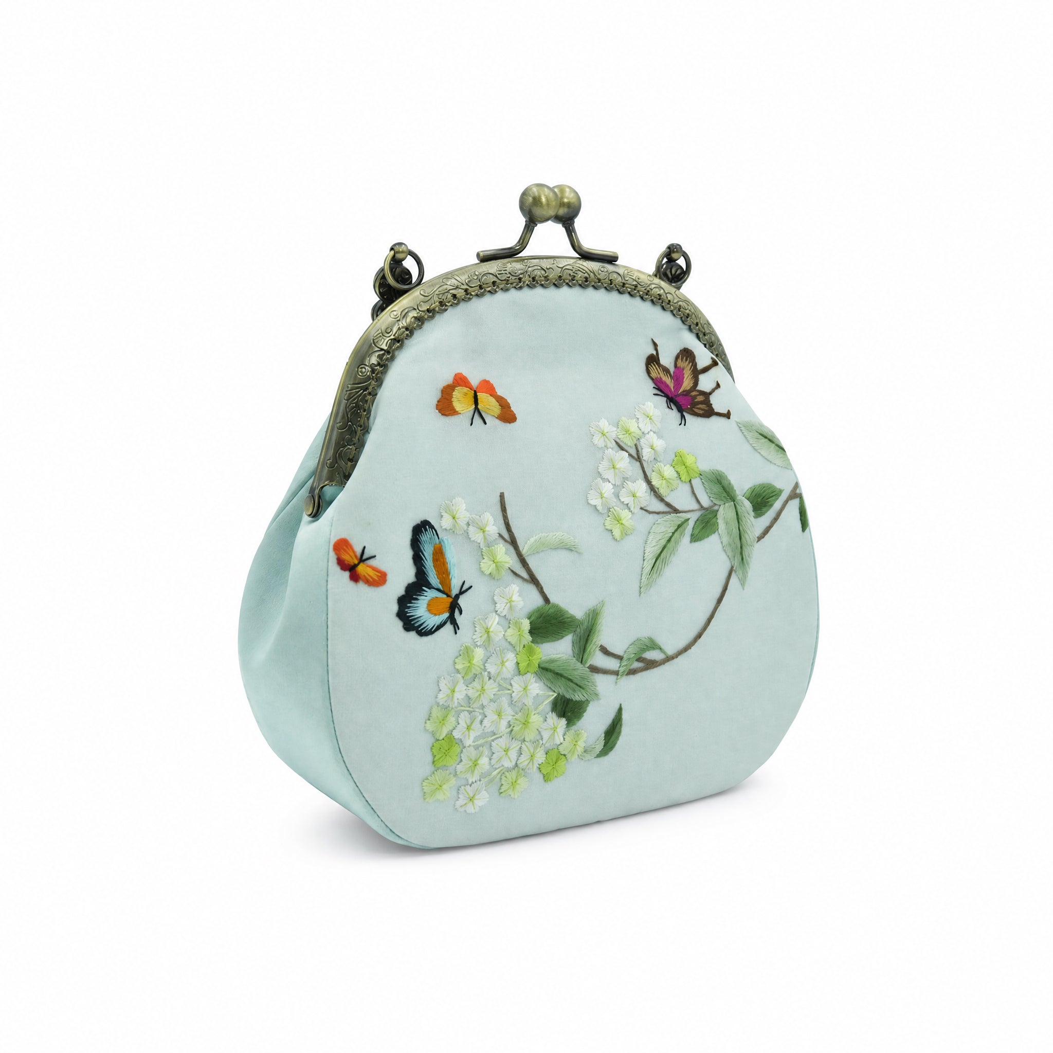 Apsastitch Su Embroidery "Floral Butterfly" Tote Bag – 216-Hour Handcrafted Silk Art Bag with Bronze Hardware, Unique Chinese Heritage Fashion Accessory Gift