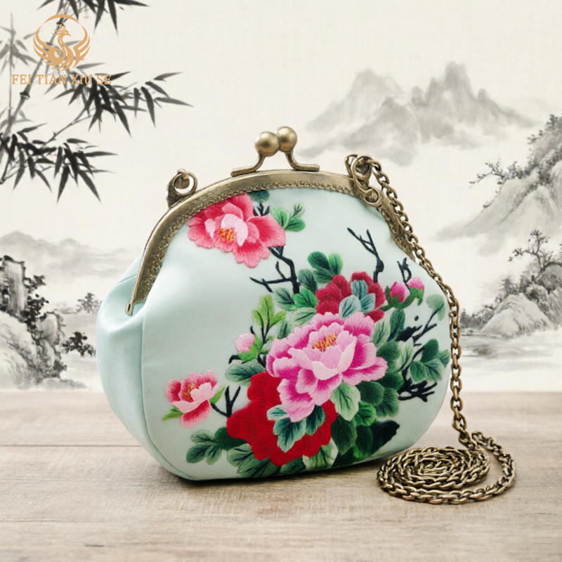 feitianxiuseSoochow Embroidery Luxury Tote & Crossbody Bag - Elegant Chinese Style Handbag for Women