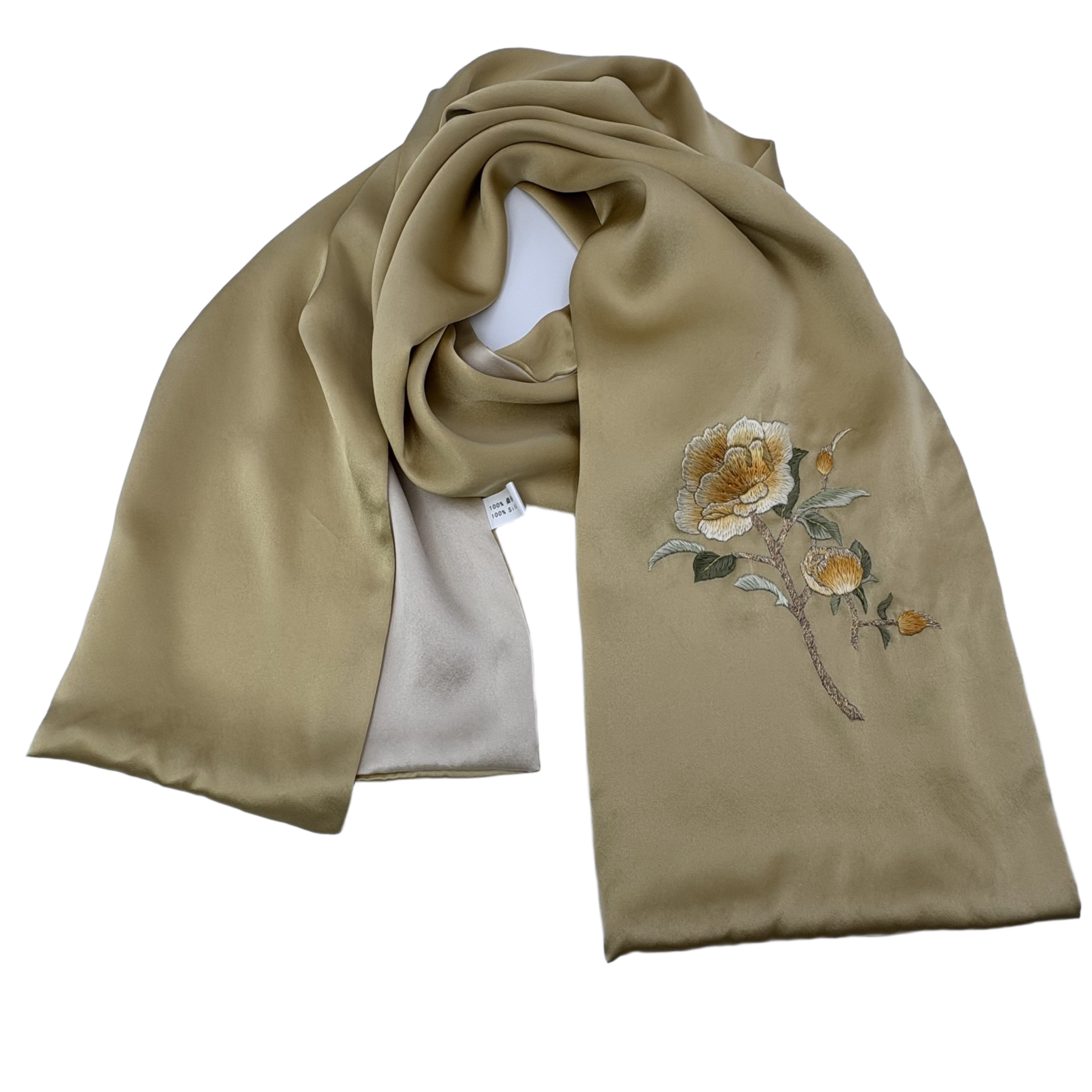Luxury Handmade Embroidered Silk Scarf Women 100% Real Mulberry Silk Shawl Wrap High-End Gift