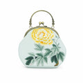 Apsastitch Xiang Embroidery Golden Chrysanthemum Tote Bag – 24-Hour Handcrafted Silk Art Bag with Bronze Hardware, Unique Chinese Heritage Fashion Accessory Gift