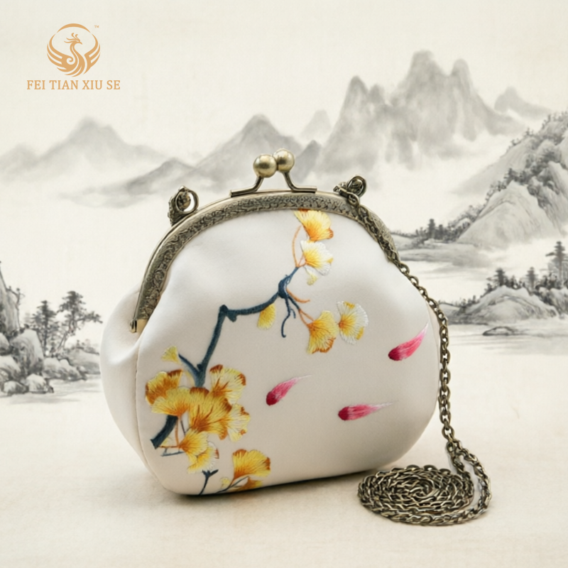 feitianxiuseSoochow Embroidery Luxury Tote & Crossbody Bag - Elegant Chinese Style Handbag for Women