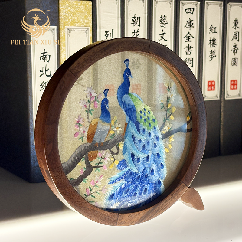 Su Embroidery Mini Ornament New Chinese Double-sided Handmade Desktop Display Unique Souvenir Gift