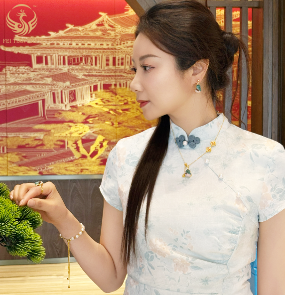 FEI TIAN XIU SE 24K Gold Plated Necklace | Silver Pendant Women | Luxury Birthday Gift