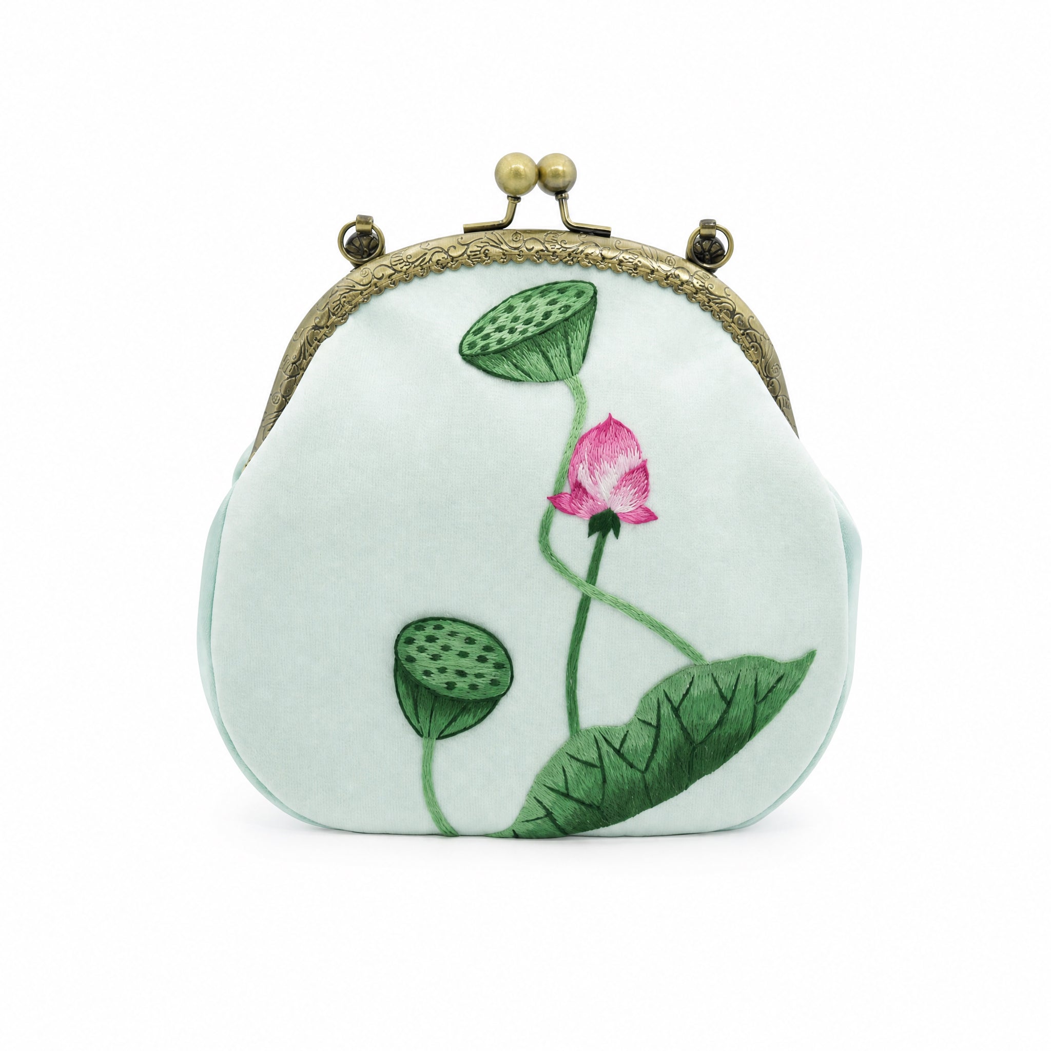 Apsastitch Su Embroidery "Lotus & Lotus Pod" Tote Bag – 216-Hour Handcrafted Silk Art Bag with Bronze Hardware, Unique Chinese Heritage Fashion Accessory Gift