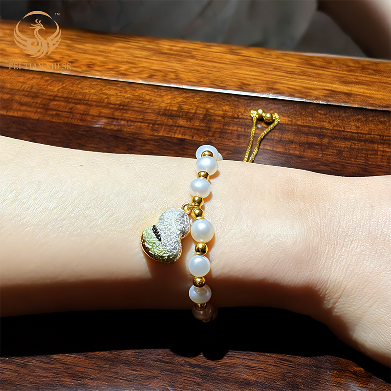 FEI TIAN XIU SE24K Thick Gold Plated Charm Bracelet Women Gelang Light Luxury Birthday Gift