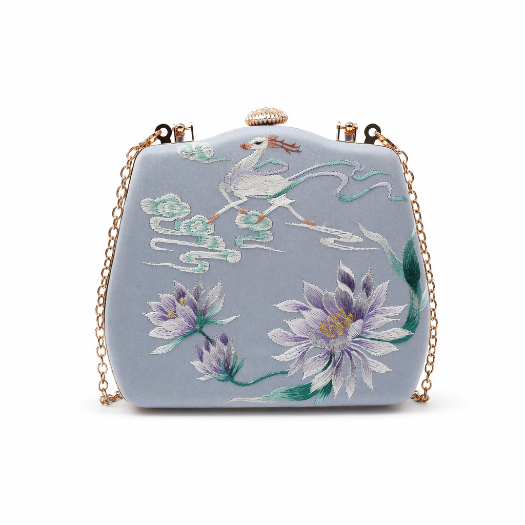 Apsastitch Su Embroidery "Deer & Lotus" Crossbody Tote Bag – 18-Hour Handcrafted Silk Art Bag with Alloy Hardware, Unique Chinese Heritage Fashion Accessory Gift