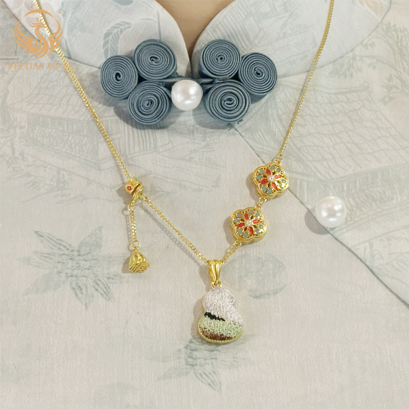 FEI TIAN XIU SE 24K Gold Plated Necklace | Silver Pendant Women | Luxury Birthday Gift