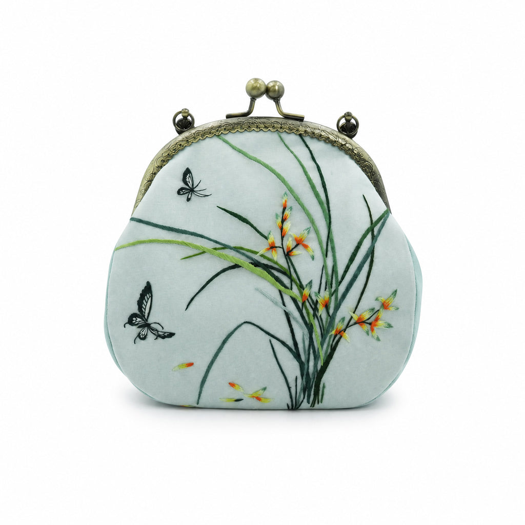 Apsastitch Su Embroidery "Orchid" Tote Bag – 216-Hour Handcrafted Silk Art Bag with Bronze Hardware, Unique Chinese Heritage Fashion Accessory Gift
