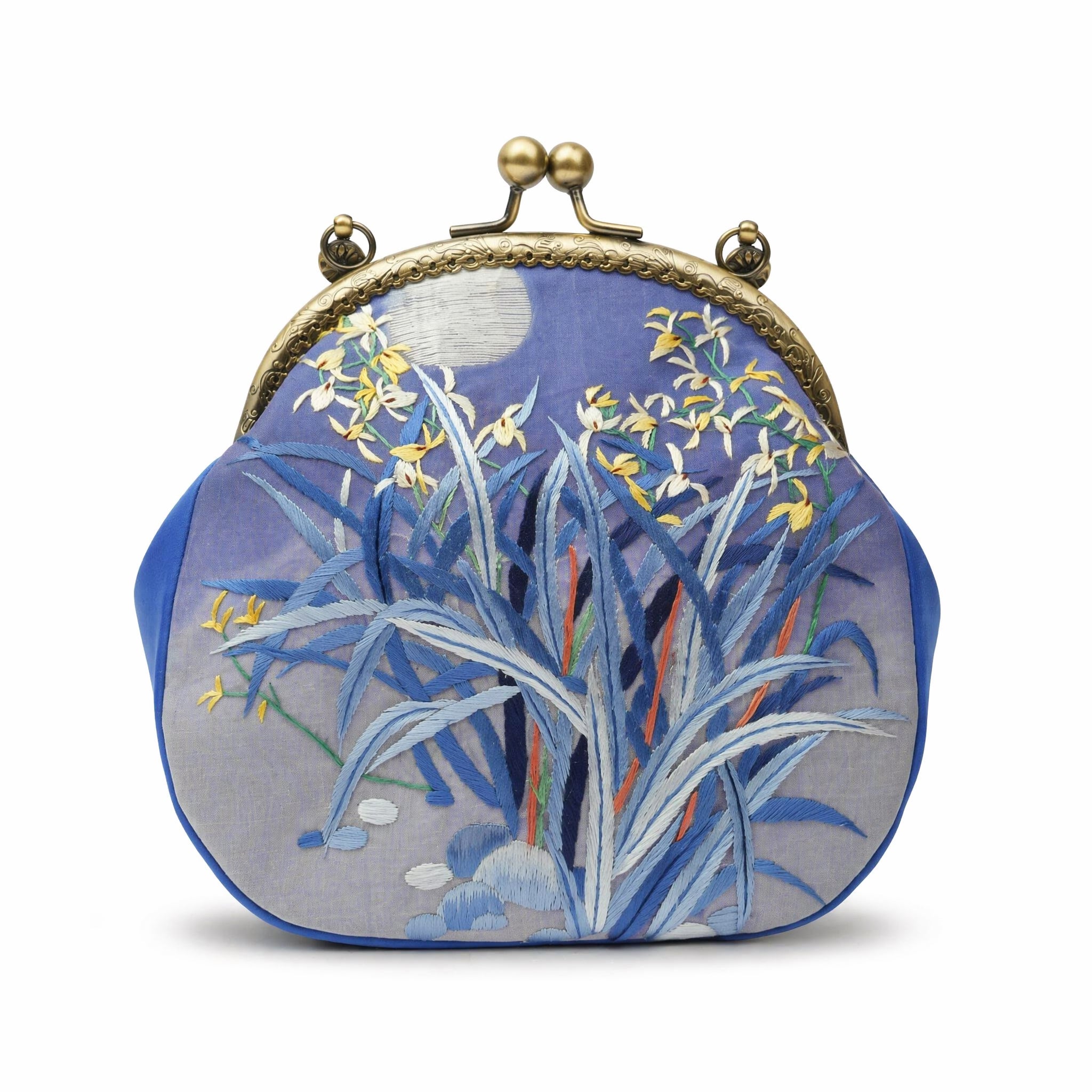 Apsastitch Su Embroidery "Moonlit Orchid" Tote Bag – 216-Hour Handcrafted Silk Art Bag with Bronze Hardware, Unique Chinese Heritage Fashion Accessory Gift