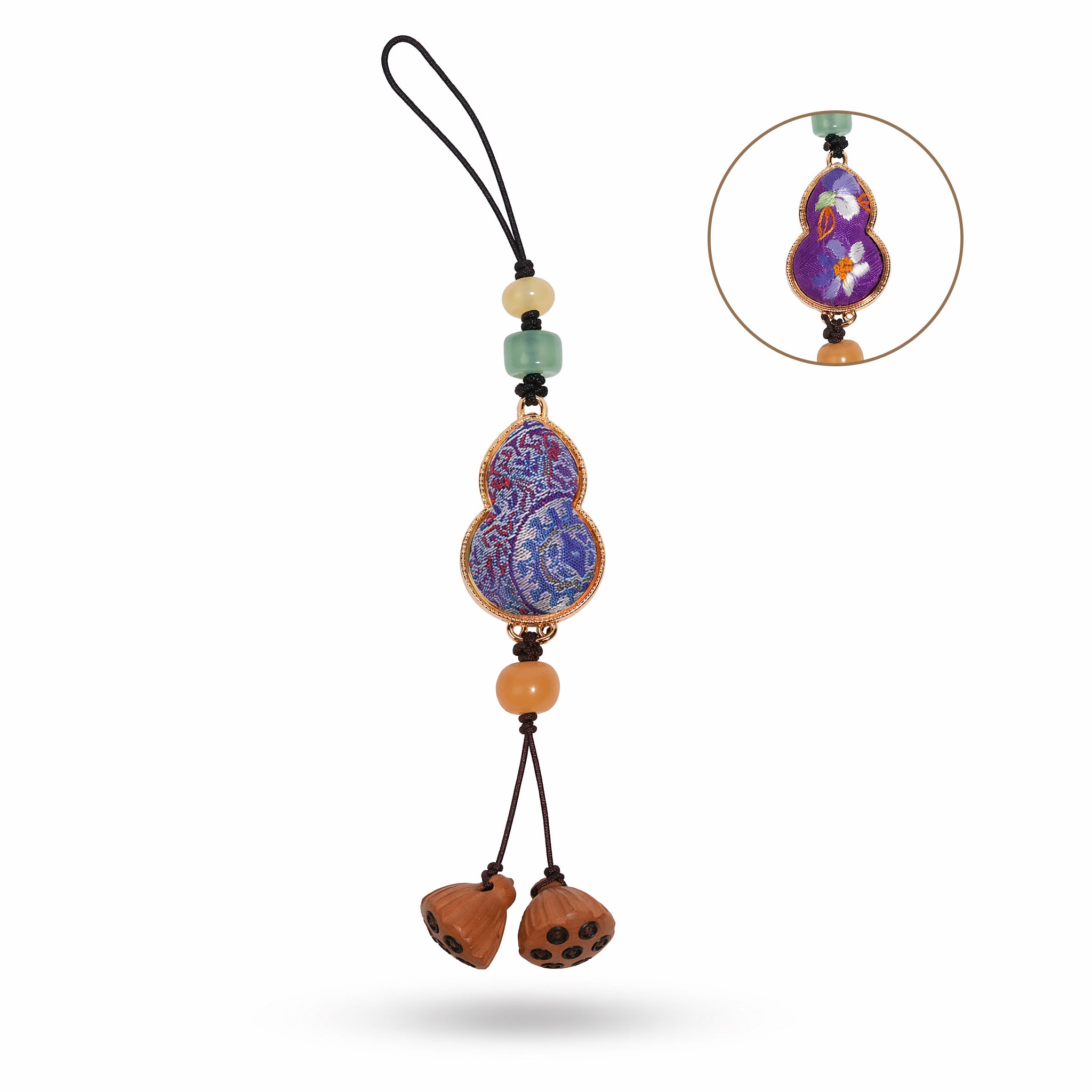 Apsastitch Xiang Embroidery Gourd Phone Strap Series – 24-Hour Handcrafted Intangible Cultural Heritage Phone Charm, Mulberry Silk Thread, Lucky Gourd Design, Unique Chinese Phone Accessory Gift