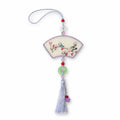 Apsastitch Su Embroidery "Magnolia and Bird" Car Hanging Ornament – 120-Hour Handcrafted Suzhou Embroidery Car Charm, 100% Mulberry Silk Base, Floral & Bird Rearview Mirror Decor, Unique Blessing Gift
