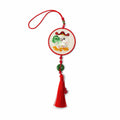 Apsastitch Su Embroidery "Little White Rabbit" Car Hanging Ornament – 120-Hour Handcrafted Suzhou Embroidery Car Charm, 100% Mulberry Silk Base, Cute Rabbit Rearview Mirror Decor, Unique Lucky Gift