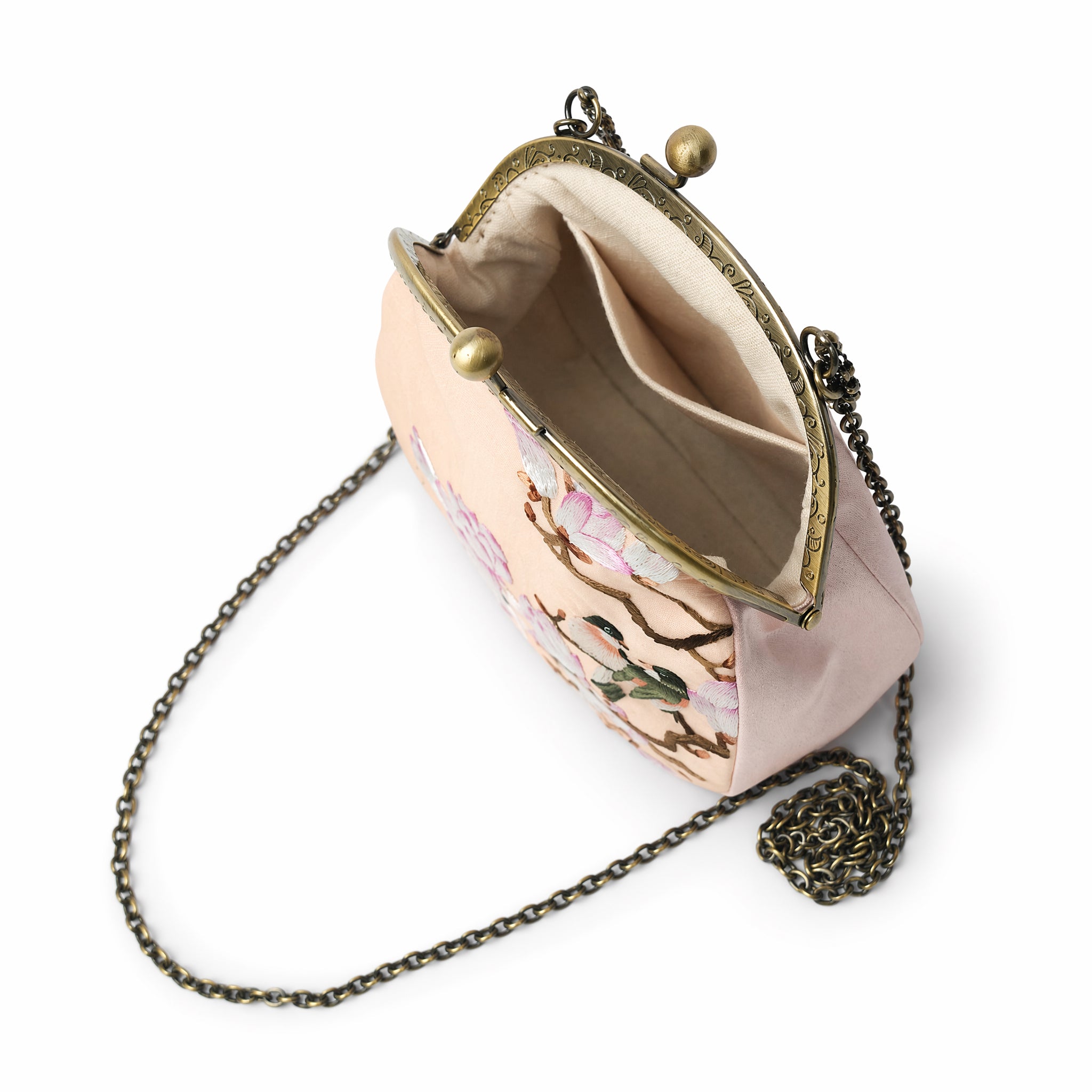 Apsastitch Su Embroidery "Pink Magnolia" Tote Bag – 216-Hour Handcrafted Silk Art Bag with Bronze Hardware, Unique Chinese Heritage Fashion Accessory Gift