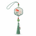 Apsastitch Su Embroidery "Goldfish" Car Hanging Ornament – 120-Hour Handcrafted Suzhou Embroidery Car Charm, 100% Mulberry Silk Base, Goldfish Rearview Mirror Decor, Unique Abundance & Prosperity Gift