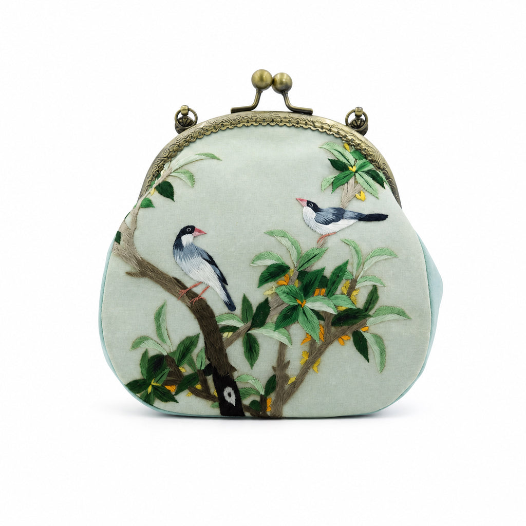 Apsastitch Su Embroidery "Osmanthus & Finch" Tote Bag – 216-Hour Handcrafted Silk Art Bag with Bronze Hardware, Unique Chinese Heritage Fashion Accessory Gift