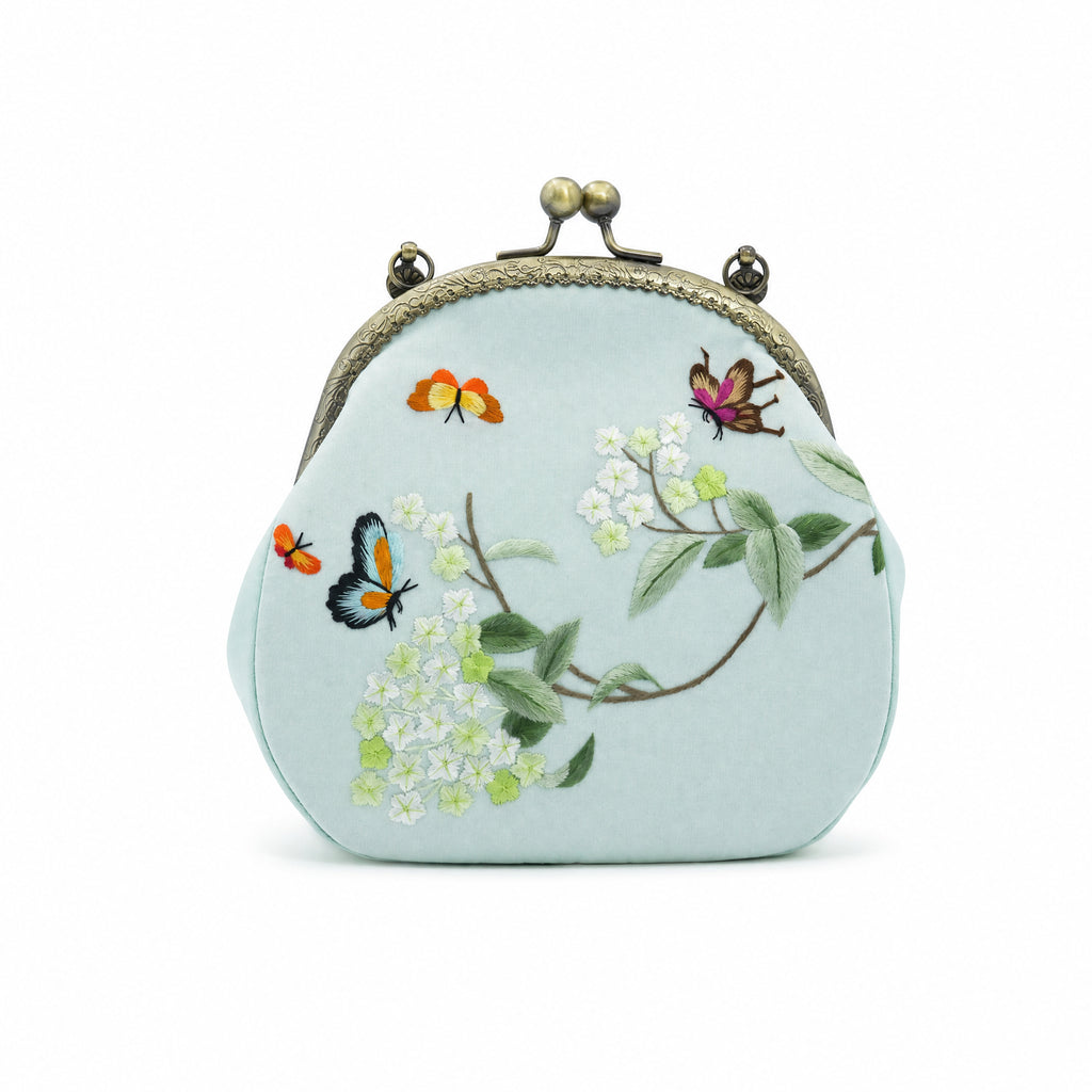 Apsastitch Su Embroidery "Floral Butterfly" Tote Bag – 216-Hour Handcrafted Silk Art Bag with Bronze Hardware, Unique Chinese Heritage Fashion Accessory Gift