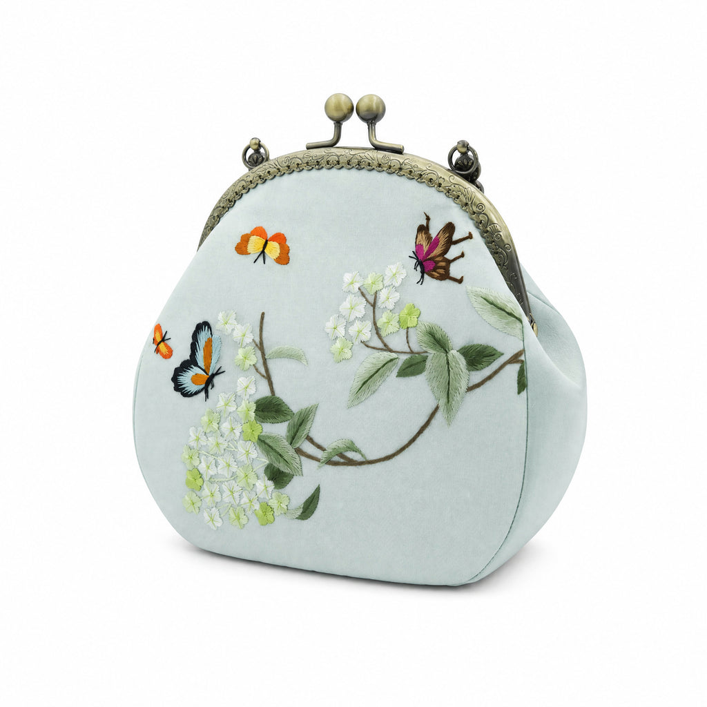 Apsastitch Su Embroidery "Floral Butterfly" Tote Bag – 216-Hour Handcrafted Silk Art Bag with Bronze Hardware, Unique Chinese Heritage Fashion Accessory Gift